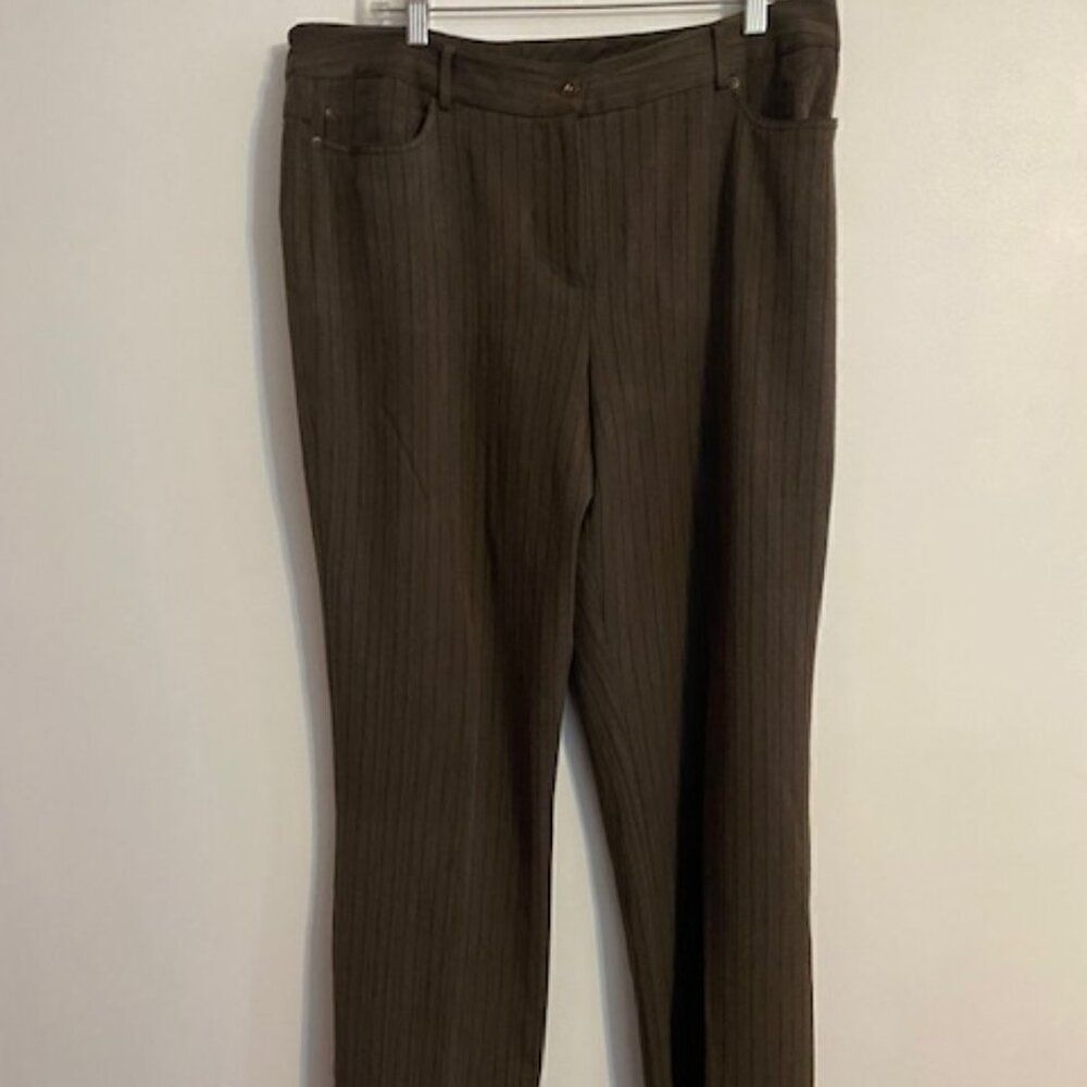 Rafaella Brown/Black pinstripe Flare trousers, size 14